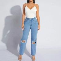 Denim Ripped Women Jeans & loose Solid light blue PC