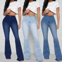 Denim Slim & bell-bottom & High Waist Women Jeans Solid PC
