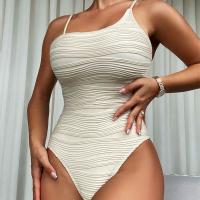 Polyester One-piece Swimsuit & skinny style printed striped PC