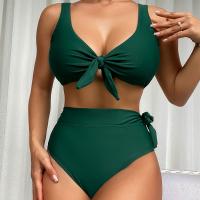 Polyamide High Waist Bikini & two piece Solid green Set