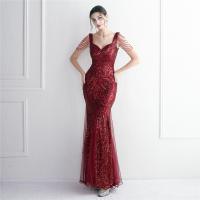 Sequin & Polyester Slim Long Evening Dress backless embroidered PC
