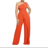 Polyester Long Jumpsuit & One Shoulder plain dyed Solid PC