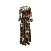 Polyester long style One-piece Dress large hem design printed floral multi-colored PC