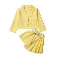 Polyester & Cotton Girl Clothes Set & two piece Culottes & coat plain dyed Solid Set