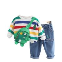 Cotton Slim Boy Clothing Set & two piece Pants & top patchwork striped Set