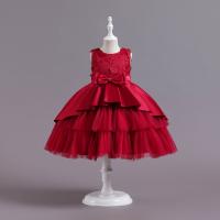 Polyester Ball Gown Girl One-piece Dress with bowknot PC