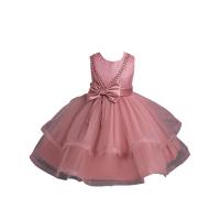 Polyester Ball Gown Girl One-piece Dress with bowknot & with beading PC