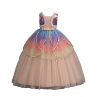 Polyester Ball Gown Girl One-piece Dress with bowknot Gauze PC