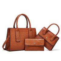 PU Leather Bag Suit embossing & attached with hanging strap & three piece crocodile grain Set
