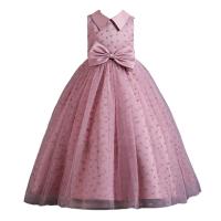 Polyester Ball Gown Girl One-piece Dress with bowknot heart pattern PC