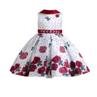 Polyester & Cotton Princess Girl One-piece Dress printed floral PC