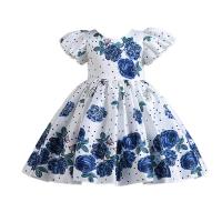 Polyester Princess Girl One-piece Dress printed floral PC