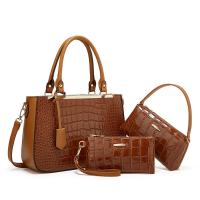 PU Leather Bag Suit embossing & attached with hanging strap & three piece crocodile grain Set