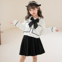 Polyester Girl Clothes Set & two piece & loose skirt & top Solid white Set
