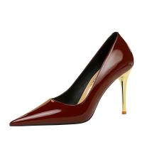 Patent Leather Stiletto High-Heeled Shoes Solid Pair