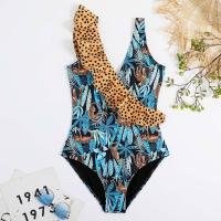Polyester scallop One-piece Swimsuit & skinny style printed PC