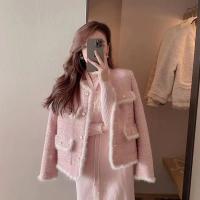 Cotton Women Coat & loose Solid pink PC