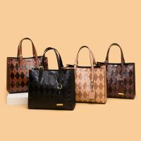 PU Leather Printed & Tote Bag Handbag large capacity & attached with hanging strap Argyle PC