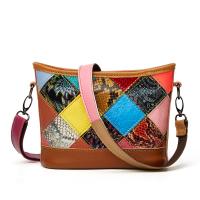 Leather Bucket Bag Shoulder Bag soft surface geometric multi-colored PC