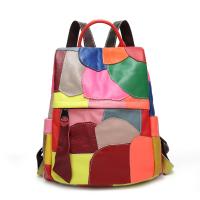 Leather Backpack large capacity & soft surface geometric multi-colored PC