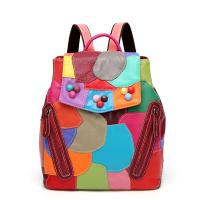 Leather Backpack soft surface geometric multi-colored PC