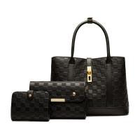 PU Leather Bag Suit embossing & large capacity & attached with hanging strap & three piece plaid PC