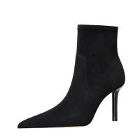 Suede Stiletto Boots Solid black Pair