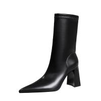 PU Leather chunky Boots Solid Pair