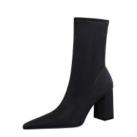 Silk chunky Boots Solid black Pair