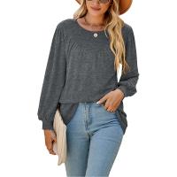 Polyester & Coton T-shirt femme à manches longues teint nature Solide plus de couleurs pour le choix pièce