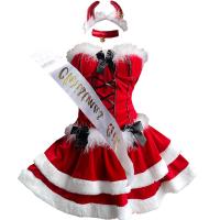 Poliéster Disfraz de navidad para mujer, labor de retazos, rojo,  Conjunto