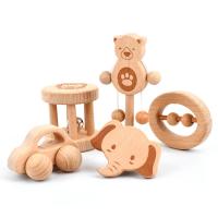 Wooden Toy Rattles Solid khaki Set