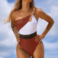 Polyester One-piece Swimsuit backless & skinny style & One Shoulder PC