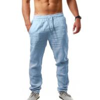 Linen & Cotton Men Casual Pants loose & breathable knitted Solid PC