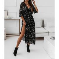 Polyester One-piece Dress mid-long style & side slit printed PC