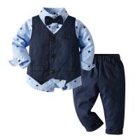 Cotton Boy Clothing Set vest & Pants & top printed star pattern blue Set