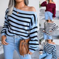 Acrylic Women Knitwear & loose knitted striped PC