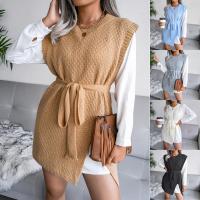 Chemical Fiber Sweater Dress irregular & loose knitted Solid PC