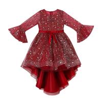 Chemical Fiber Girl One-piece Dress & short front long back Sequin plain dyed Solid PC