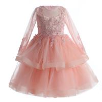 Chemical Fiber Ball Gown & High Waist Girl One-piece Dress plain dyed Solid PC
