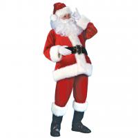 Acrylic Men Christmas Costume christmas design mustache & hat & Pants & belt & coat red and white : Set