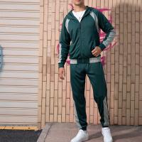 Polyester With Siamese Cap Men Casual Set & two piece Long Trousers & top Solid Set