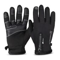 Polar Fleece windproof Riding Glove can touch screen & anti-skidding & thermal black Pair