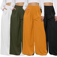 Polyester High Waist Wide Leg Trousers & loose Solid PC