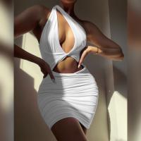 Polyester Sexy Paket Hip Kleider, Solide, Weiß,  Stück