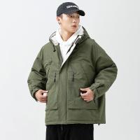 Polyester With Siamese Cap Men Parkas & loose & thermal Solid PC