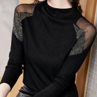 Polyester Slim & Plus Size Women Long Sleeve T-shirt black PC