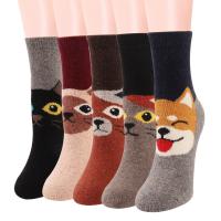 Nylon & Spandex & Cotton Women Knee Socks thermal mixed pattern mixed colors Pair