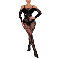 Polyamide open crotch Sexy Teddy see through look & hollow black : PC