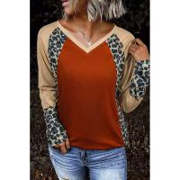 Polyester Slim Women Long Sleeve T-shirt printed leopard PC